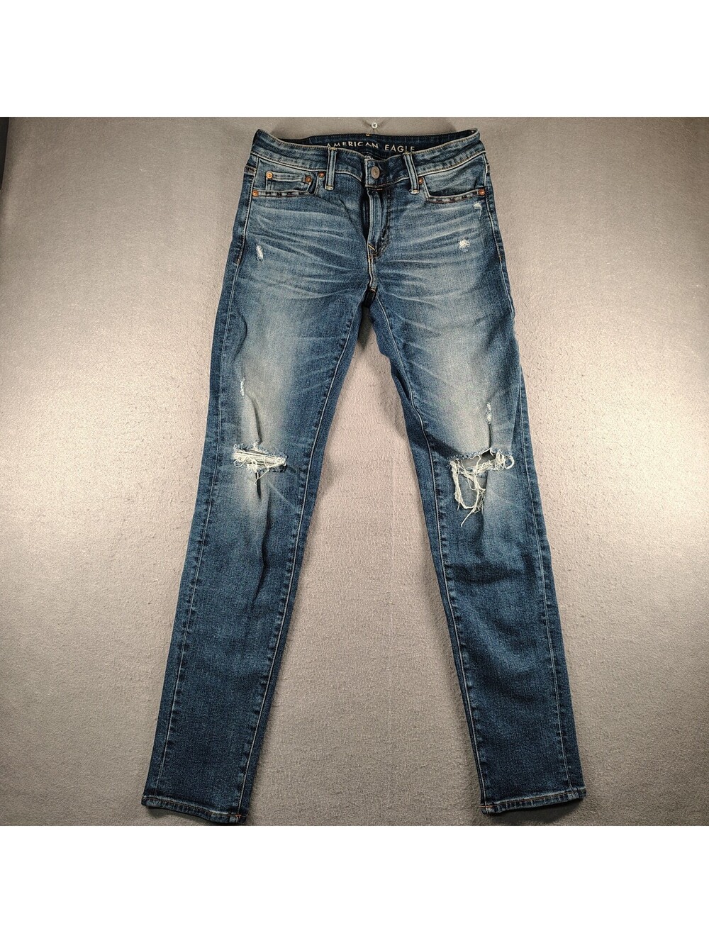 American Eagle Mens Next Level Airflex Slim Fit Distressed Blue Jeans 30x34